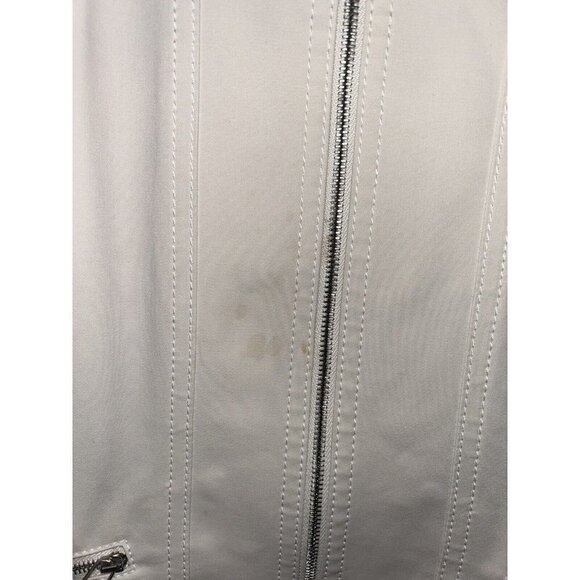 Lafayette 148 New York Cairo Cream Color Full Zip Polyamide Moto Jacket size 12 - Picture 6 of 12